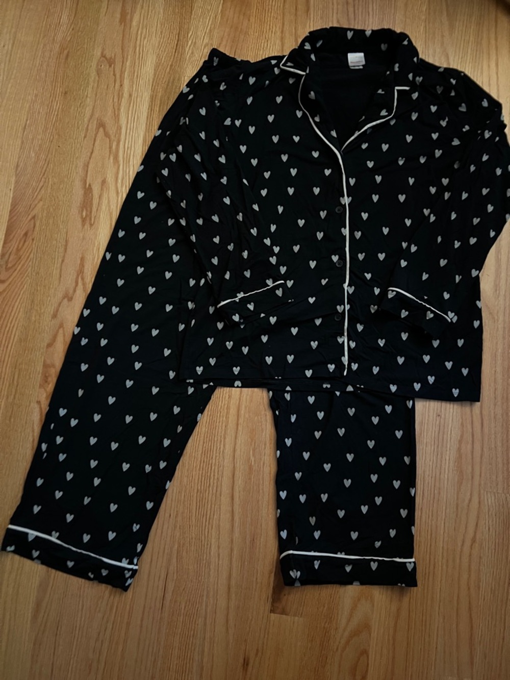 Hanna Andersson Sz M Super Soft Lenzing Heart Black Pajamas